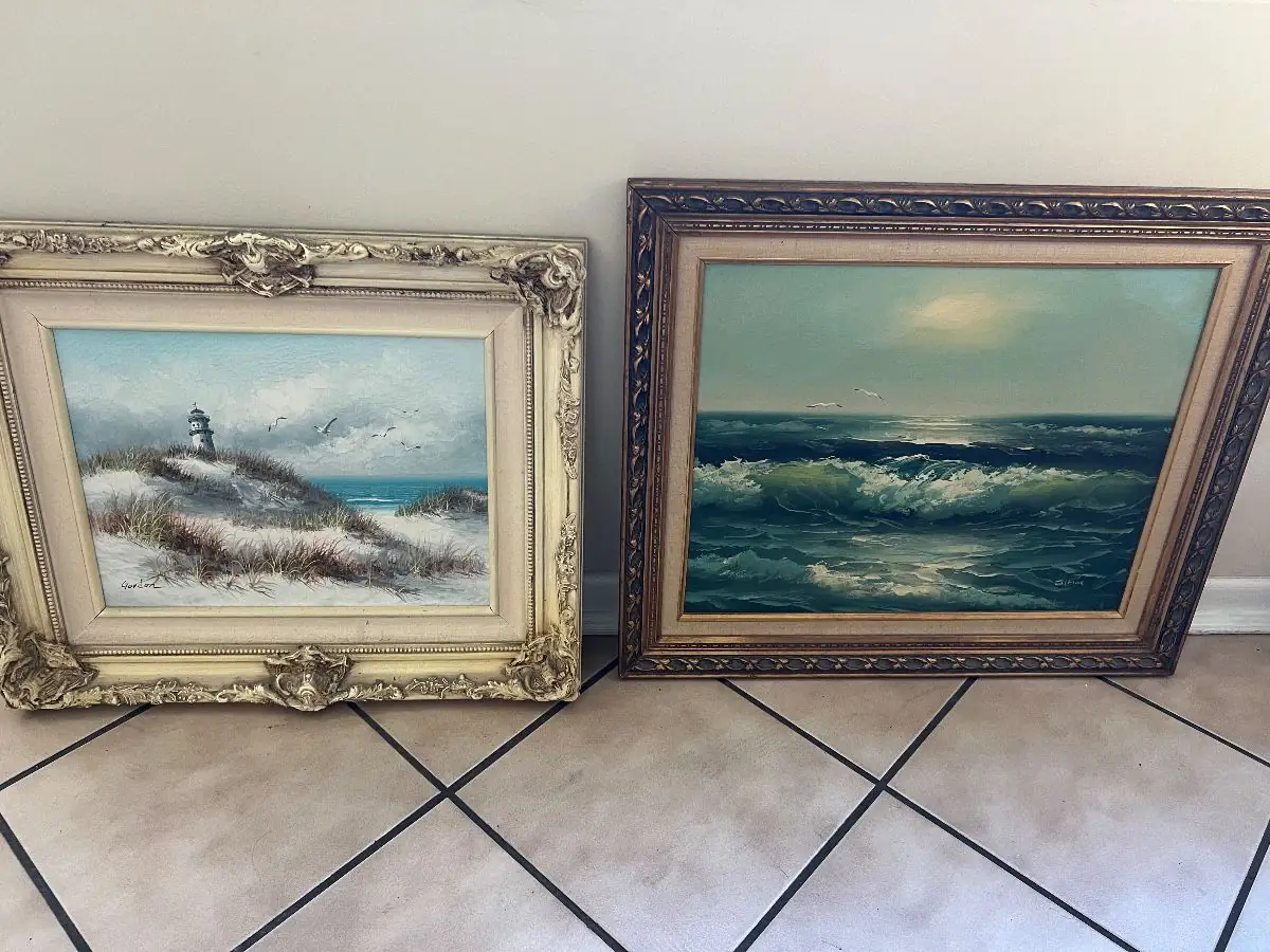 Framed Seascape Oil Painting