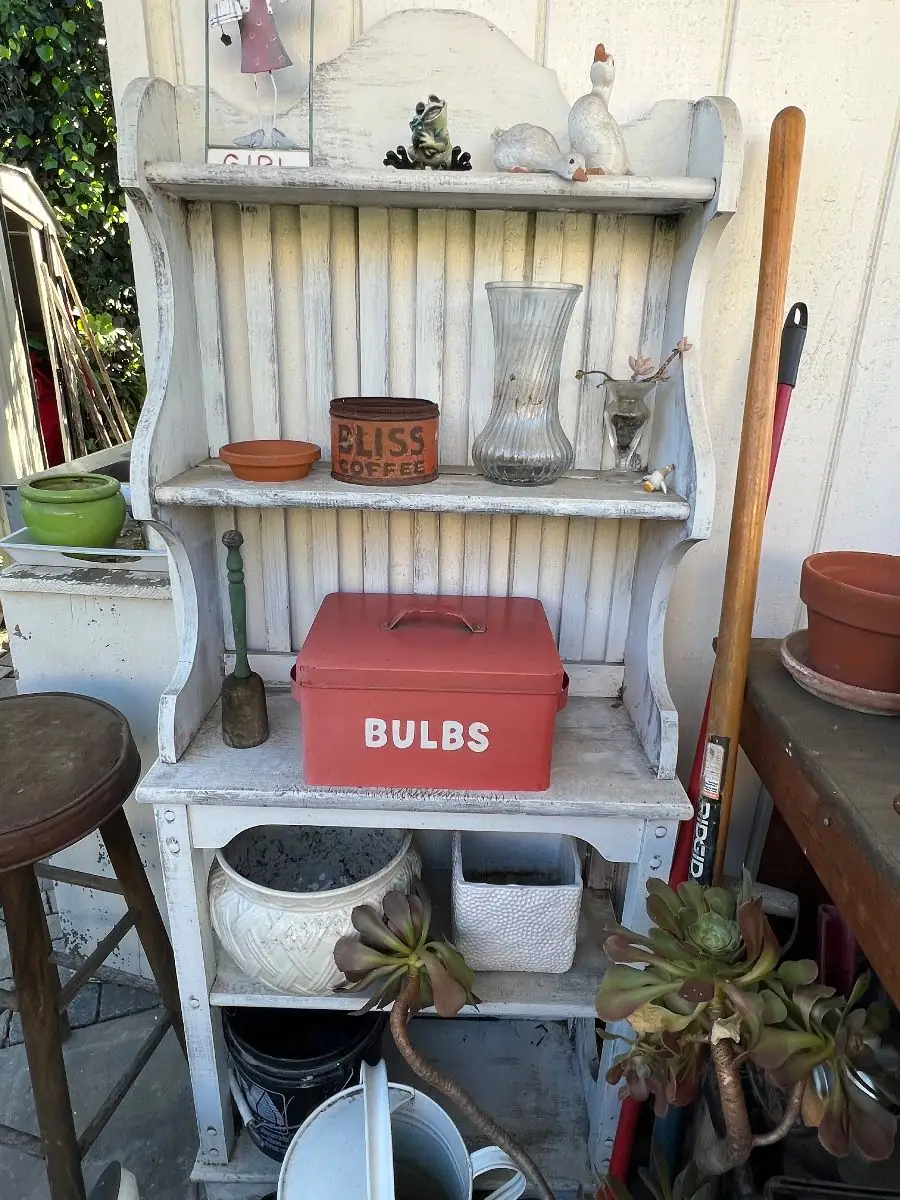 Distressed White Wooden Wall Shelf