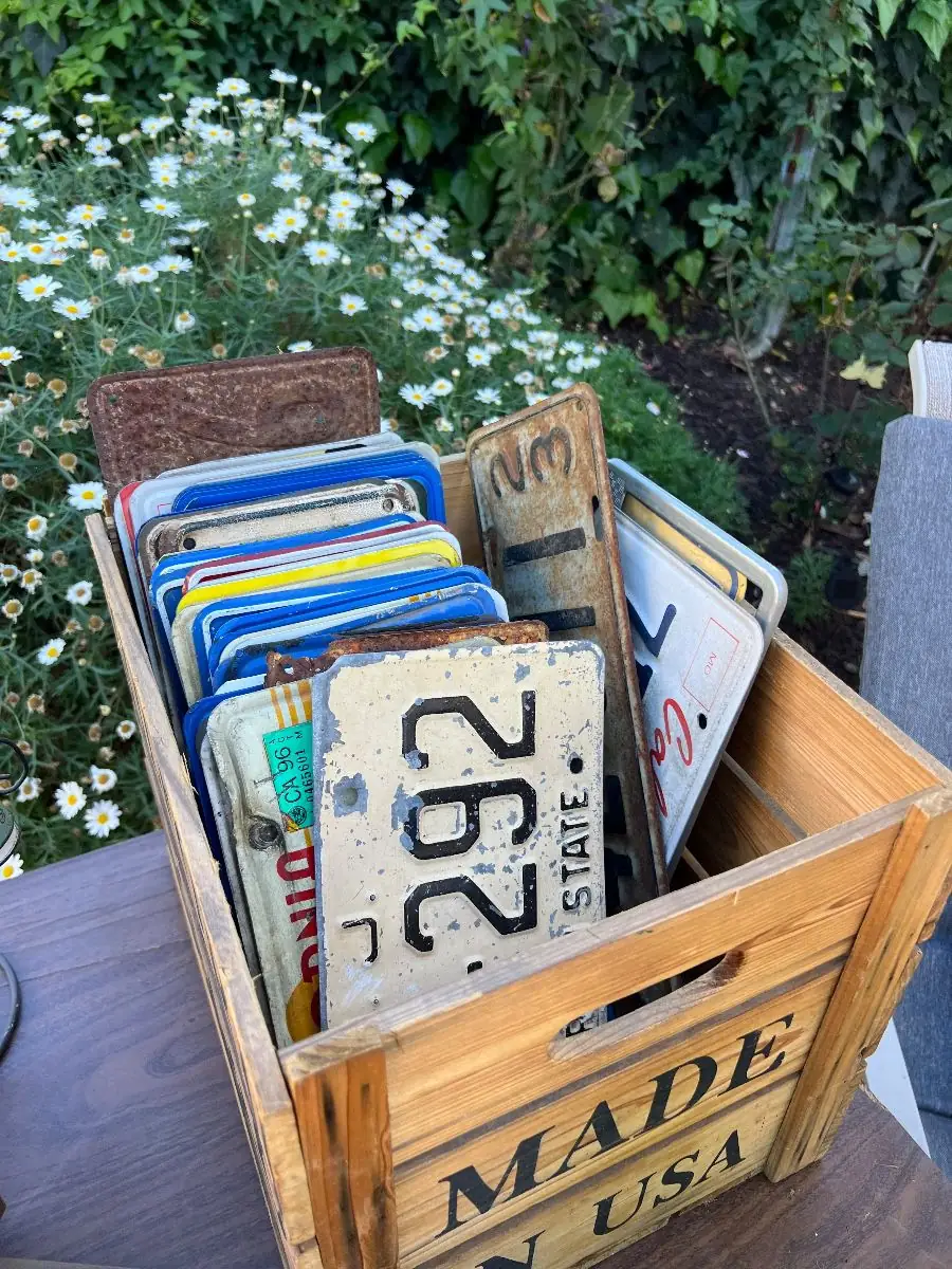 Set of vintage license plates