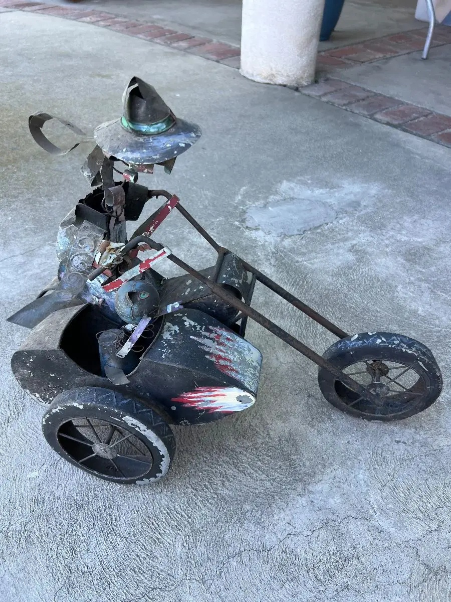Handcrafted Metal Art Chopper Sculpture